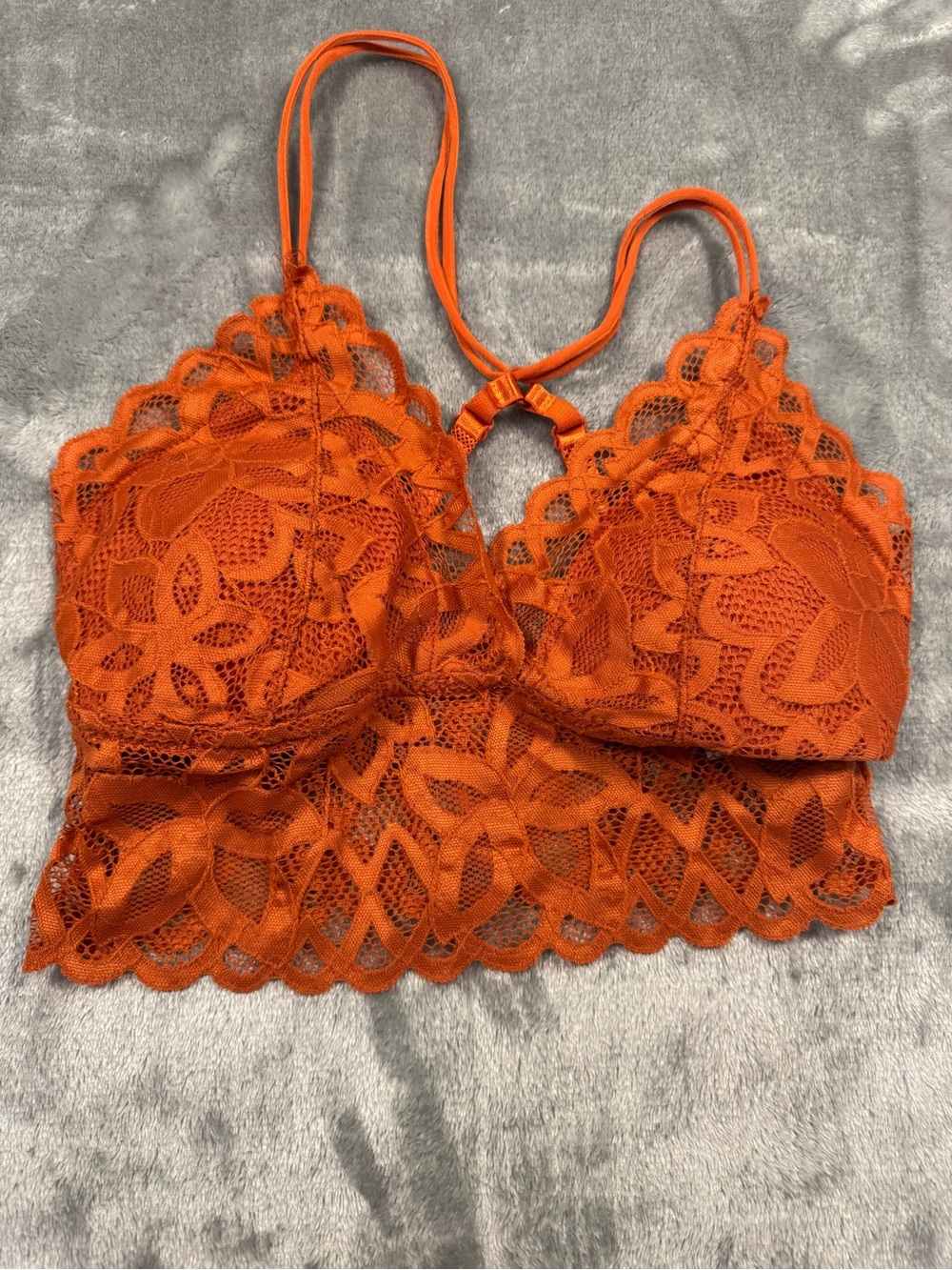 Rue21 Orange Lace Bralette with Scalloped Hem
